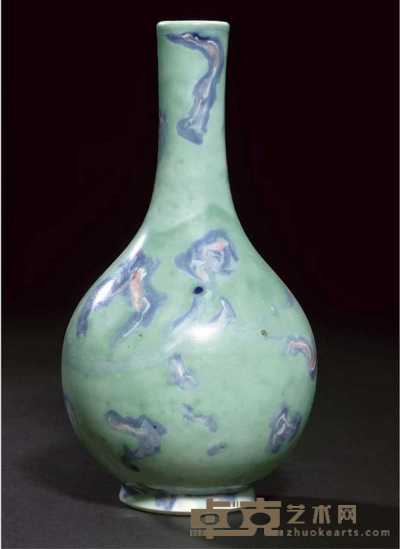 early 18th century An apple green ground bottle vase 